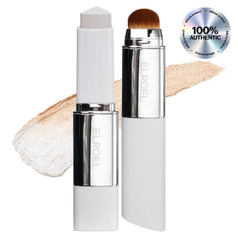 [OFFICIAL ELROEL PRODUCT] ELROEL BLANC Cover Cream Stick V W/ Detachable Brush - Korean Skin Care Color-Changing Foundation Stick with Collagen Capsules (0.45 Oz)