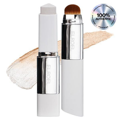 [OFFICIAL ELROEL PRODUCT] ELROEL BLANC Cover Cream Stick V W/ Detachable Brush - Korean Skin Care Color-Changing Foundation Stick with Collagen Capsules (0.45 Oz)