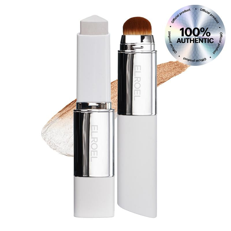 [OFFICIAL ELROEL PRODUCT] ELROEL BLANC Cover Cream Stick V W/ Detachable Brush - Korean Skin Care Color-Changing Foundation Stick with Collagen Capsules (0.45 Oz)
