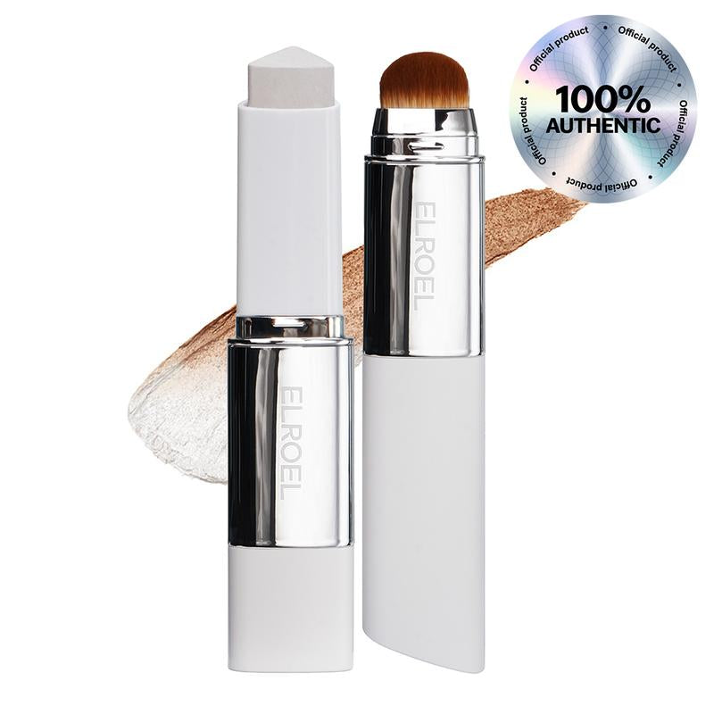 [OFFICIAL ELROEL PRODUCT] ELROEL BLANC Cover Cream Stick V W/ Detachable Brush - Korean Skin Care Color-Changing Foundation Stick with Collagen Capsules (0.45 Oz)